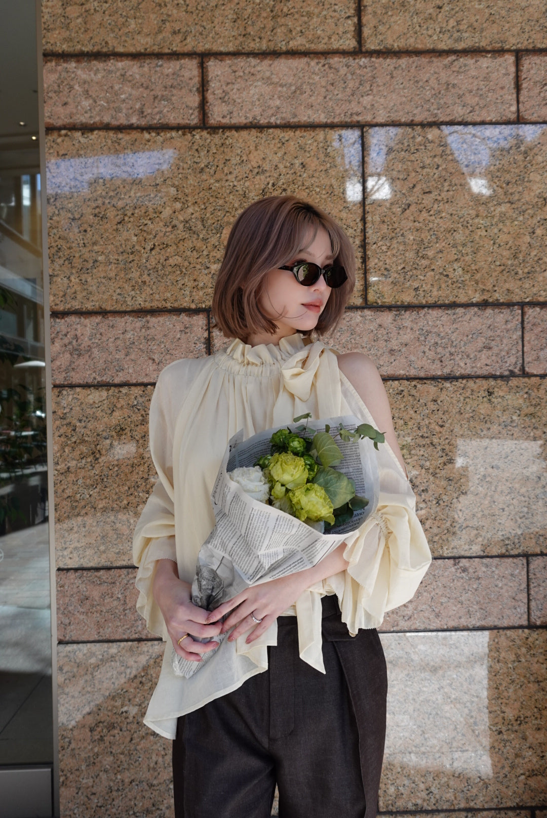 Open shoulder blouse