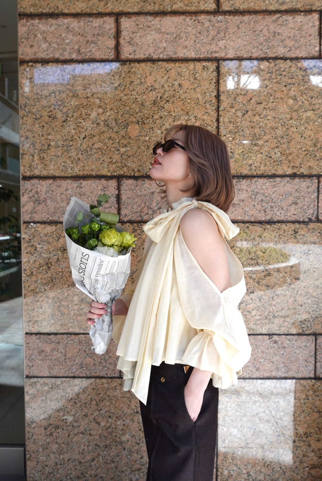 Open shoulder blouse
