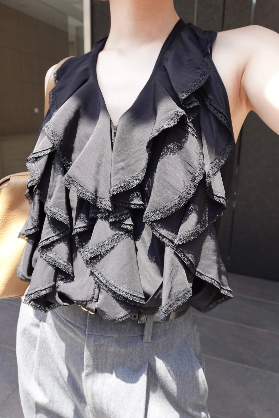 Lace ruffle blouse