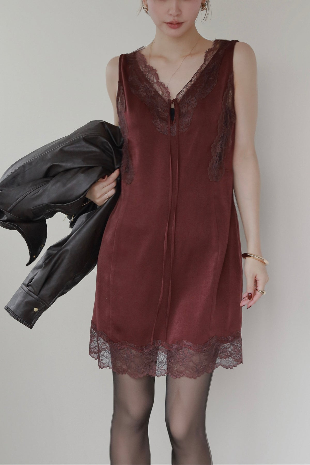 Suede-like Lace Dress