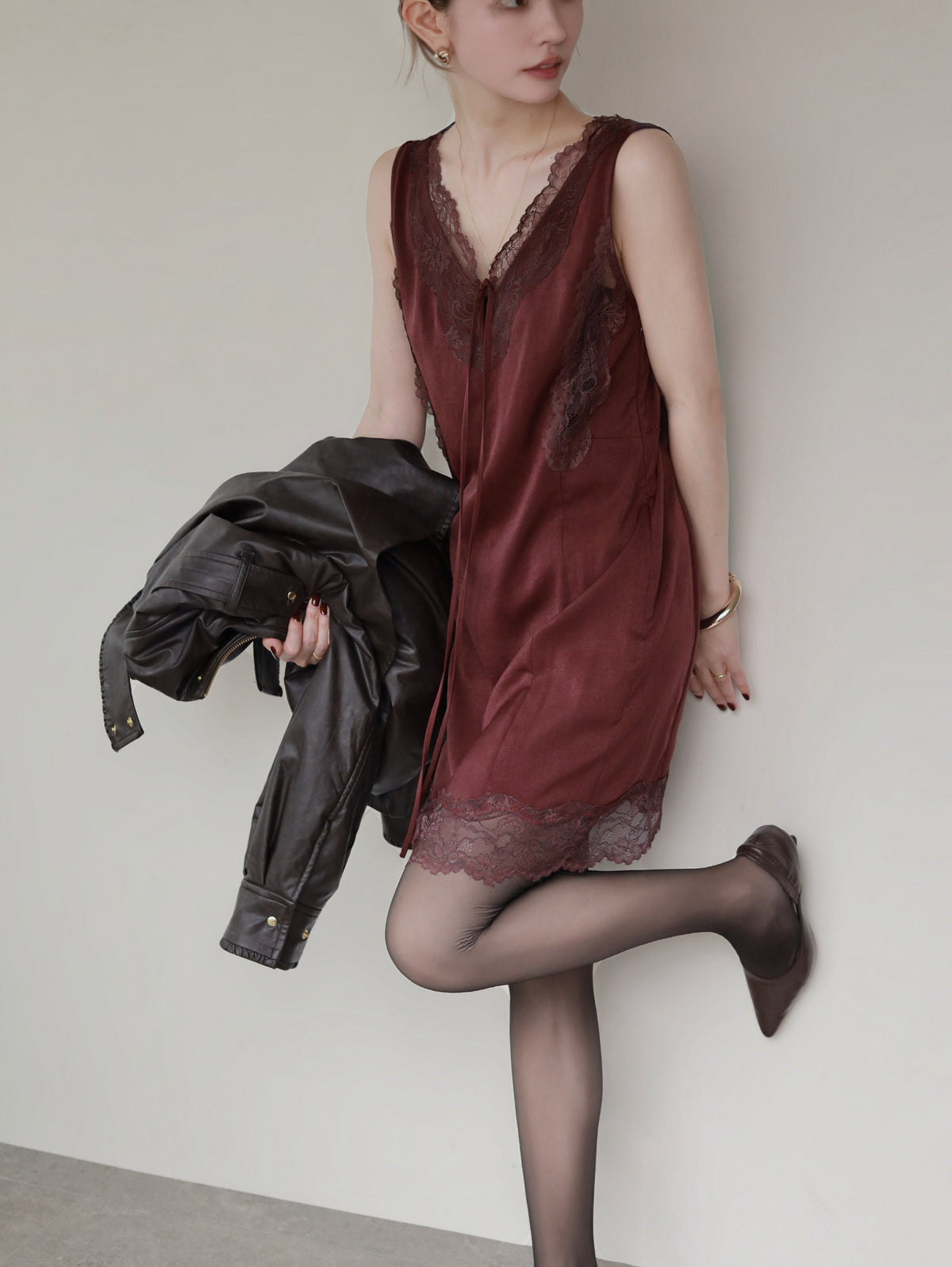 Suede-like Lace Dress