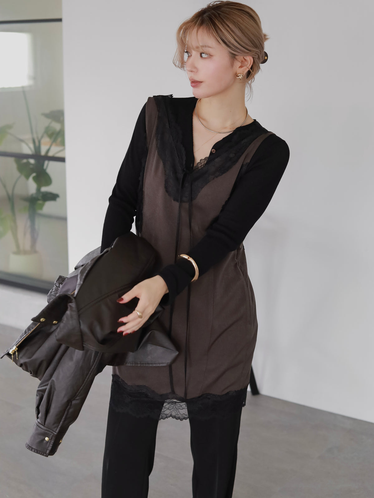 Suede-like Lace Dress